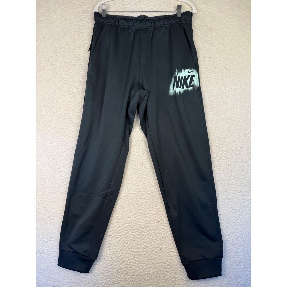 Nike Sweatpants Mens Medium Gray Standard Fit Therma-FIT Fleece Joggers Logo
